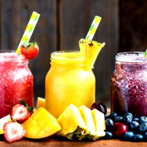 3 delicious slushies from different berries and fruits